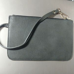 Grey wristlet, skinny wallet, change purse, money holder